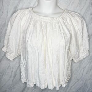 Saba White Puff Sleeve Ruffled Blouse